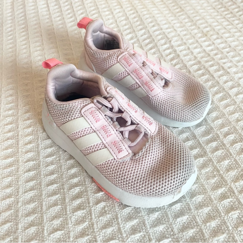 Adidas Kids Light Pink and White Sneakers